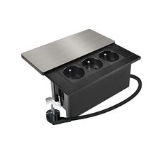 Solight PP128 vstavaný blok zásuviek s posuvným krytom / 3 zásuvky / 2m