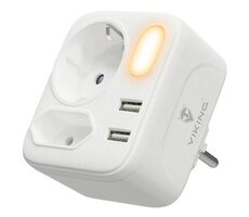 Viking sieťový adaptér AC22 biela / 2x 16A + 2x USB-A