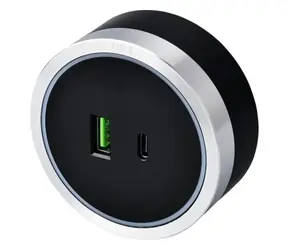 Viking zásuvkový modul A60 strieborno-šedá / 1x USB-A + 1x USB-C