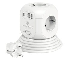 Viking AC Cube PD Predlžovací kábel biela / 4X A16 + 2x USB-A + 1x USB-C