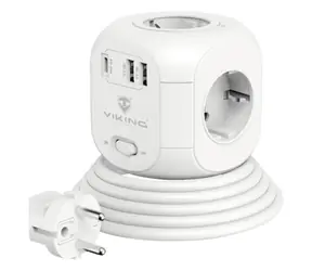 Viking AC Cube PD Predlžovací kábel biela / 4X A16 + 2x USB-A + 1x USB-C
