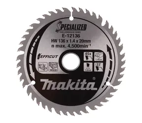 Makita E-12136 TCT EFFICUT / pílový kotúč na drevo / 136x1.4x20mm / 45 zubov