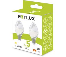Retlux REL 34 LED C37 2x5W E14/430 lm/3000K - teplá biela / 2ks