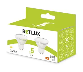 Retlux REL 36 LED GU10 2x5W / 425 lm / 3000K - teplá biela / 2ks