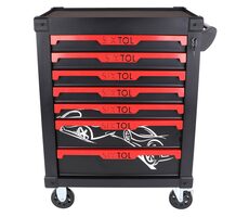 SIXTOL MECHANIC TROLLEY KEVIN 253 / Dielenský vozík na náradie / 7 šuplíkov / 254 ks náradia 