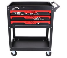 SIXTOL MECHANIC TROLLEY JASON 115 / Dielenský vozík s náradím / 3 šuplíky / 1 polica / 115 ks náradia 
