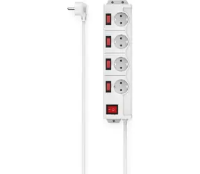 HAMA Predlžovací prívod XL a prepäťovou ochranou biela / 4 zásuvky schuko / 5 vypínačov / 1.4 m