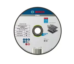 BOSCH 2608603406 / Rezací kotúč na nerezovú oceľ / Priemer 180 x 22.23 mm / Šírka rezu 1.6 mm