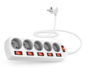 Connect IT CES-1100-WH Predlžovací kábel 230V 2m biela / 5 zásuviek / vypínače / 16A