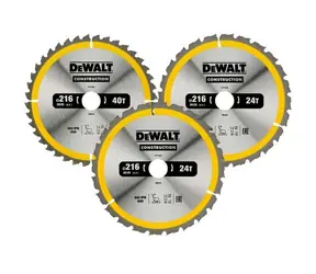 DeWalt DT1962 / 3dielna sada pílových kotúčov na drevo / 216x30 mm / Počet zubov 24/40