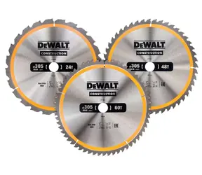 DeWalt DT1964 / 3dielna sada pílových kotúčov na drevo / 305x30 mm / Počet zubov 24/48/60