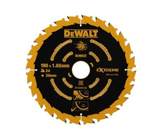 DeWalt DT10304-QZ / Pílový kotúč Extreme / Priemer: 190mm / Otvor: 30mm / Zuby: 24 / pre aku píly