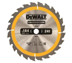 DeWalt DT1939-QZ / Pílový kotúč / Priemer: 184mm / Otvor: 16mm / Zuby: 24 / pre píly s napájacím káblom