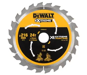 DeWalt DT99568 / Pílový kotúč pre pokosové aku píly / Priemer 216x30 mm / Šírka rezu 2.16 mm / Počet zubov 24