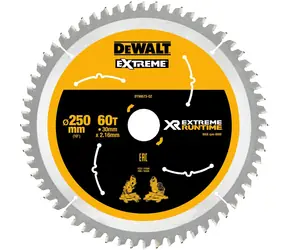 DeWalt DT99573 / Pílový kotúč pre aku píly / Priemer 250x30 mm / Šírka rezu 2.16 mm / Počet zubov 60