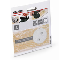 KREATOR KRT230559 / Brúsny papier na farbu / Zrnitosť 240 / Priemer 125 mm / 5 ks
