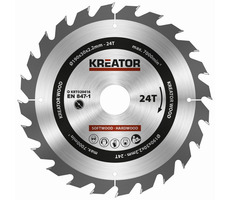 KREATOR KRT020416 / Pílový kotúč na drevo / Priemer 190 x 30 mm / Šírka rezu 2.2 mm / Počet zubov 24