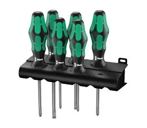 WERA 335|350|355|6 Sada skrutkovačov Kraftform Plus Lasertip + stojan