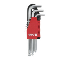 YATO Sada nástrčných kľúčov inbus s guličkou (9 ks) extradlhšia / 1.5 - 10 mm / Dĺžka 90-225 mm / CrV 6150