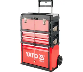 YATO YT-09101 čierno-červená / Vozík na náradie / 3 sekcie / 2 zásuvky