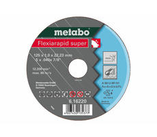 Metabo Flexirapid Super / Rezací kotúč na nerezovú oceľ / Priemer 180 x 22.23 mm / Šírka rezu 1.6 mm / 46 U