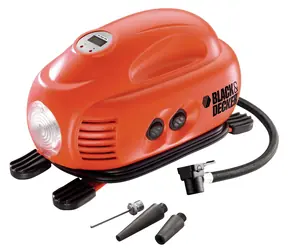 Black&amp;Decker ASI200 / Mobilný kompresor / DC12V / Max. tlak 8.3 bar / Prietok vzduchu 9.5 l-min / 3.1 m