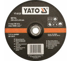 YATO Kotúč na kov 125 x 22 x 6.0 mm vypuklý brúsny