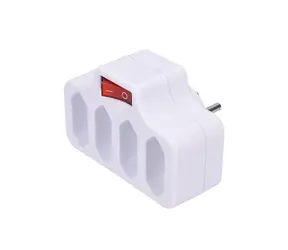 Solight rozbočka 4 zásuvky + vypínač biela / 4 x 2.5A