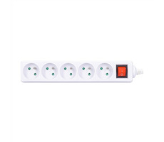 Solight viacnásobná zásuvka 5 zásuviek + vypínač biela / 230V-16A