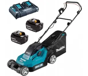 Makita DLM382PM2 / Aku Kosačka na trávu / 18V / 3700 ot-min / záber 38 cm / kôš 40 l / 2x Aku BL1840B