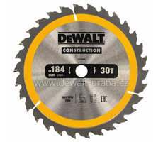 DeWalt DT1940 / Pílový kotúč pre kotúčové píly / Priemer 184x16 mm / Šírka rezu 2.6 mm / Počet zubov 30