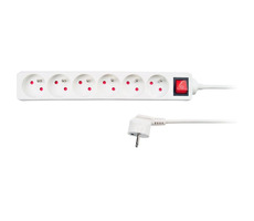 Solight PP70 predlžovací prívod 6 zásuviek 1.5m biela / vypínač