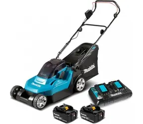 Makita DLM432PT2 / Aku Kosačka na trávu / 18V / 3600 ot-min / záber 43 cm / kôš 50 l / 2x Aku 5Ah