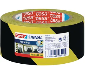 Tesa Signal Odolná vyznačovacia lepiaca páska žltá - čierna / Rozmery 50 mm x 66 m