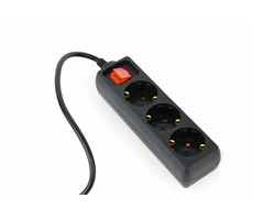 Gembird EG-PSU3-01 čierna / UPS zásuvka / 3 zásuvky + vypínač / 230V-16A / 0.6m