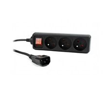 Gembird EG-PSU3F-01 čierna / UPS zásuvka / 3 zásuvky + vypínač / 230V-16A / 0.6m