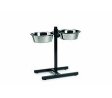 Beeztees Stojan na misky čierny vrátane nerezových misiek 2x2530ml