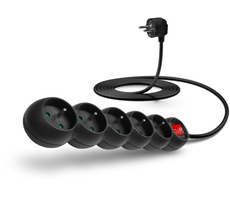 CONNECT IT CES-1007-BK predlžovací kábel 230V čierna / 3m / 5 zásuviek / vypínač