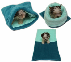 Marysa pelech 3v1 pre šteniatka &amp; mačiatka tmavo zelená-svetlo tyrkysová