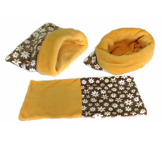 Marysa pelech 3v1 pre šteniatka &amp; mačiatka hnedý kvietky-žltá