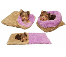 Marysa DE LUXE pelech 3v1 pre šteniatka &amp; mačiatka béžová-fialová