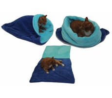 Marysa pelech 3v1 pre mačky modrá-tyrkysová - veľkosť XL