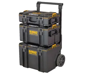 DeWalt DWST83402-1 / Sada 3ks stohovateľných kufrov ToughSystem 2.0 / 19.3+39+60 L / pojazdný systém / IP65