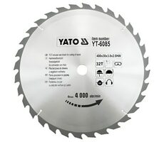 YATO YT-6085 / Pílový kotúč na drevo / Priemer 400x30 mm / Šírka rezu 3.8 mm / Počet zubov 32
