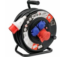 YATO YT-8120 / Predlžovací kábel trojfázový na bubne 25 m / Max. 16 A / Počet zásuviek 3 / IP44