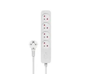 SAVIO LZ-08 Predlžovací prívod 4 zásuvky 3m biela / vypínač