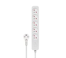 SAVIO LZ-09 Predlžovací prívod 5 zásuviek 3m biela / vypínač