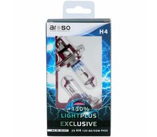 Aroso Autožiarovky Light Plus H4 12V 60/55W P43t sada 2ks - svietivosť plus 130%