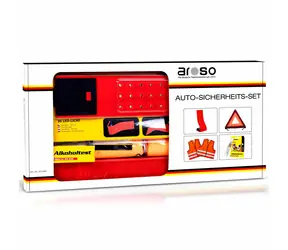 Aroso Bezpečnostná sada do auta - 2x výstražná vesta / trojuholník / alkoholtester / LED svietidlo