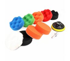 AMiO leštiace kotúče s adaptérom na vŕtačku / kotúč 80mm / adaptér M14 - sada 9 dielov